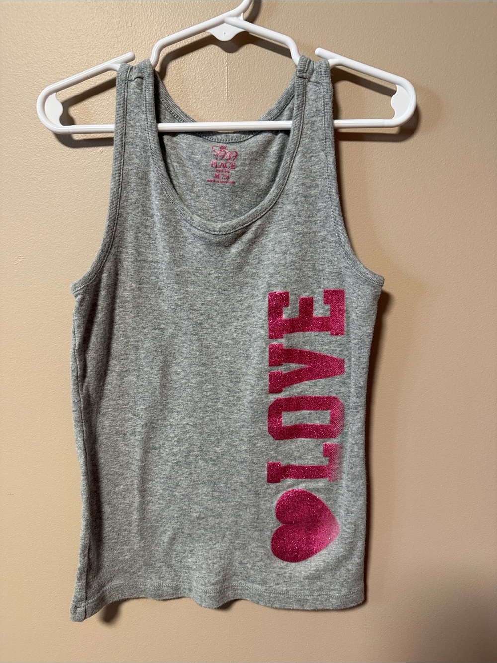 1989 Place Gray Tank Top with Pink LOVE Graphic